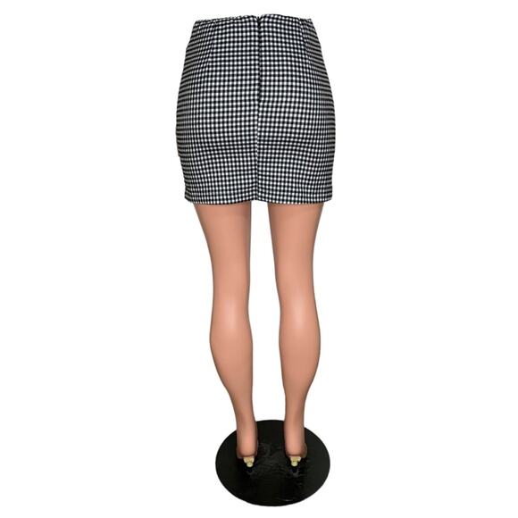 Eyeshadow Mini Skirt Houdstooth Plaid Black and White Size 3 Junior - Picture 4 of 10